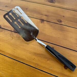Vtg Ecko Stainless Slotted Spatula Turner Flipper Black Handle Well Worn 11.5"
